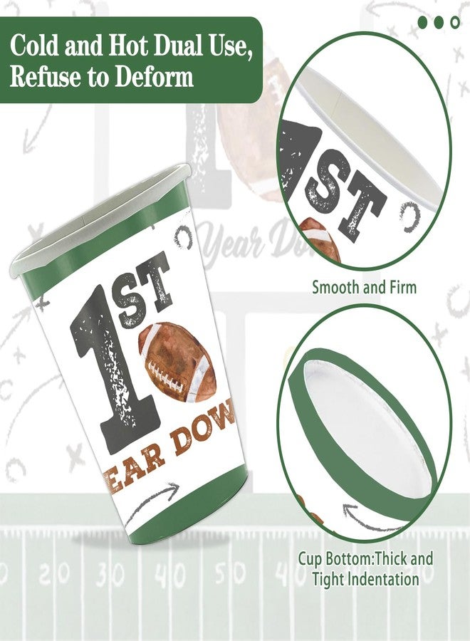 LANGASQUE Football First Year Down Birthday Decorations, 168pcs Paper Plates Napkins Set Football Theme Dinnerware Including Plates, Napkins, Cups, Knives, Forks, Spoons for Birthday Party Supplies - Image 5